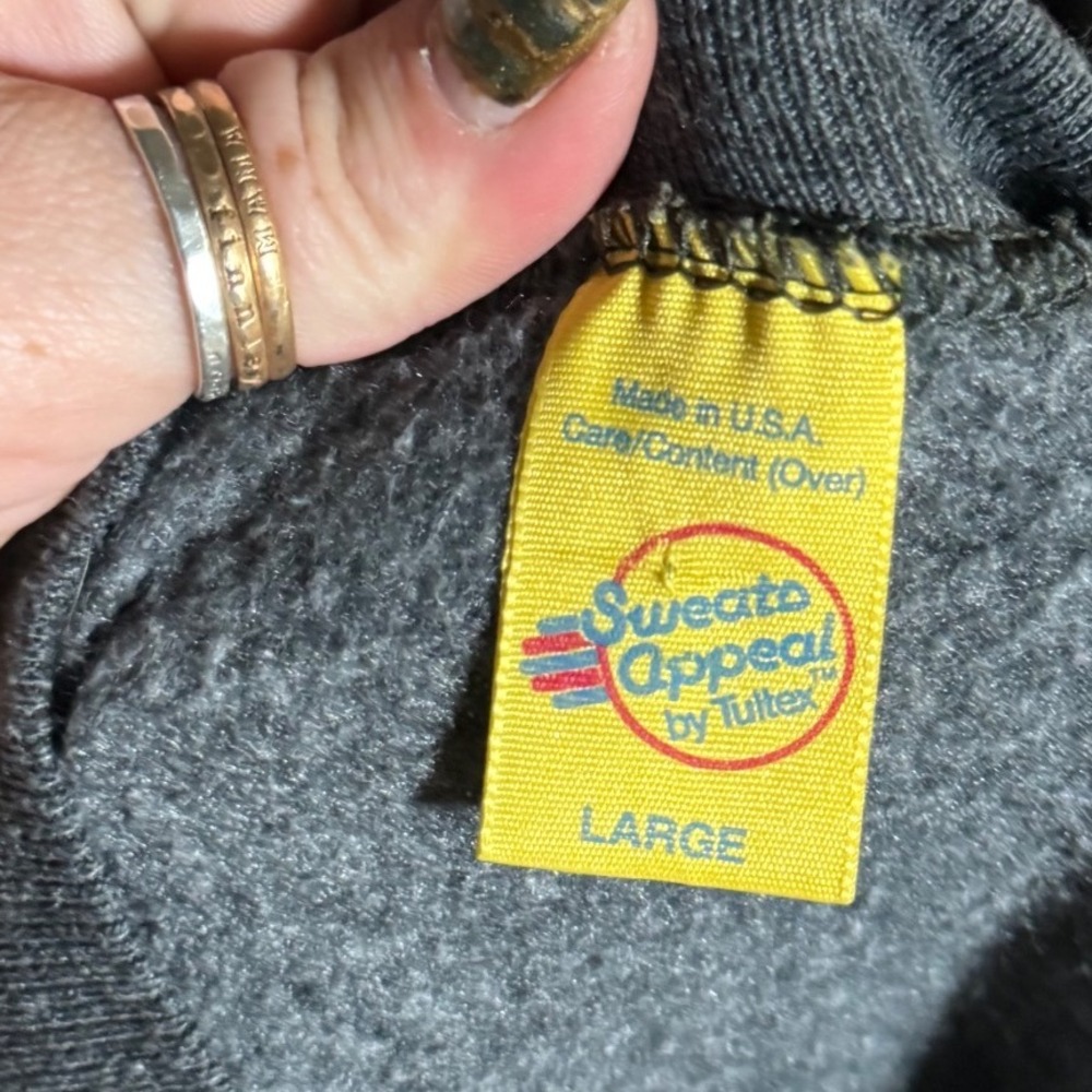 Vintage ABC Cross Stitch Graphic Sweatshirt Crewneck Pullover‎ Top Gray Large - Picture 3 of 4
